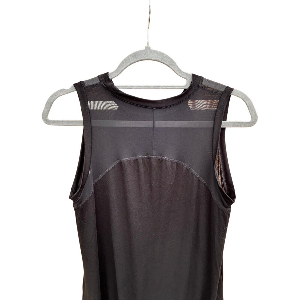 Neiman Marcus‎ sleeveless black midi dress with sheer trim and back -sz M